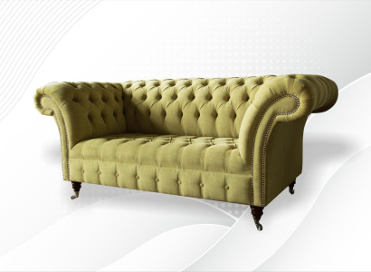 Sofa 2Sitzer Couch Polster Sofas Chesterfield Wohnzimmer Design Textil Stoff Neu